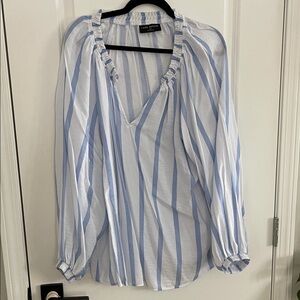 Lane Bryant Blue and White Striped Blouse